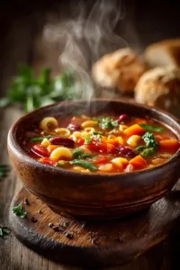 Minestrone Soup with Vegetables and Pasta