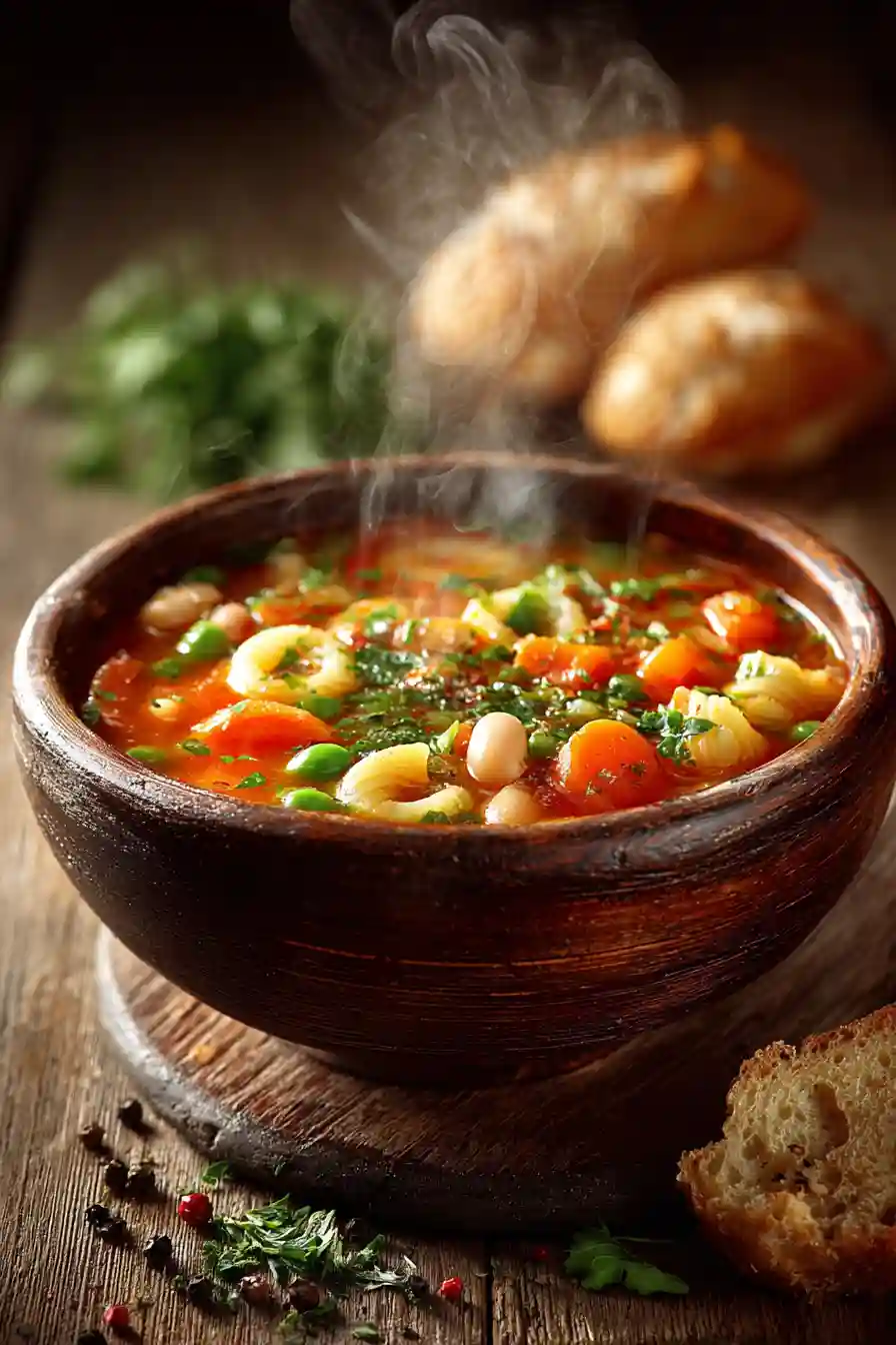 Minestrone Soup with Vegetables and Pasta