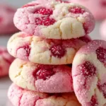 Raspberry Sugar Cookies on white marble background