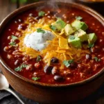 Taco Soup Recipe with Ground Beef and Toppings