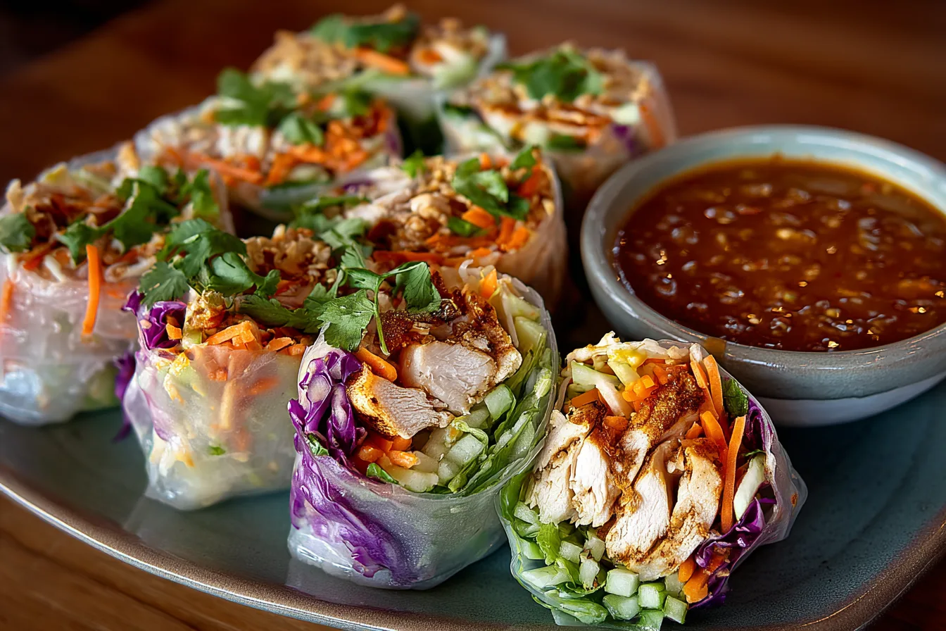 Thai Peanut Chicken Summer Rolls