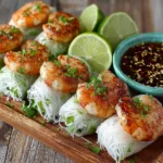 Garlic Shrimp Summer Rolls with Lime Dip