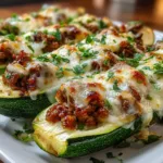 Stuffed Zucchini Boats with Ground Turkey (High Protein Dinner)