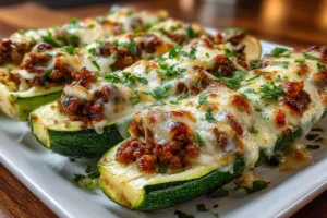 Stuffed Zucchini Boats with Ground Turkey (High Protein Dinner)