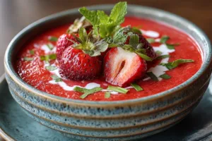 Chilled Strawberry Tomato Summer Soup Recipe