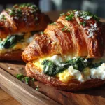 Savory Spinach and Feta Breakfast Croissants