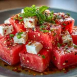 Spicy Watermelon Feta Salad with Chili Flakes