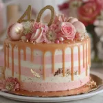 Pink Champagne Cake for 40th Birthday Party