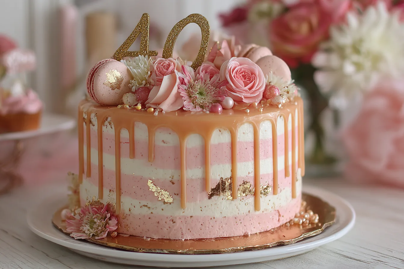 Pink Champagne Cake for 40th Birthday Party