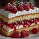 Vanilla Raspberry Layer Cake Recipe with Cream Filling