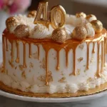 Elegant Gold Drip 40th Birthday Cake Recipe