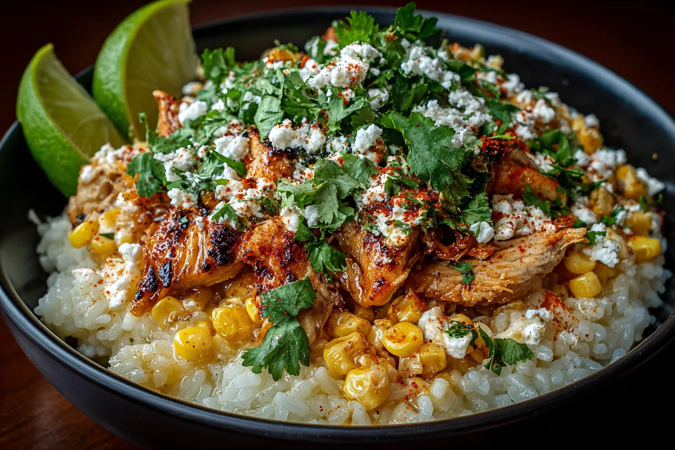 Mexican Street Corn Chicken Rice Bowl (Easy 30-Min Dinner)