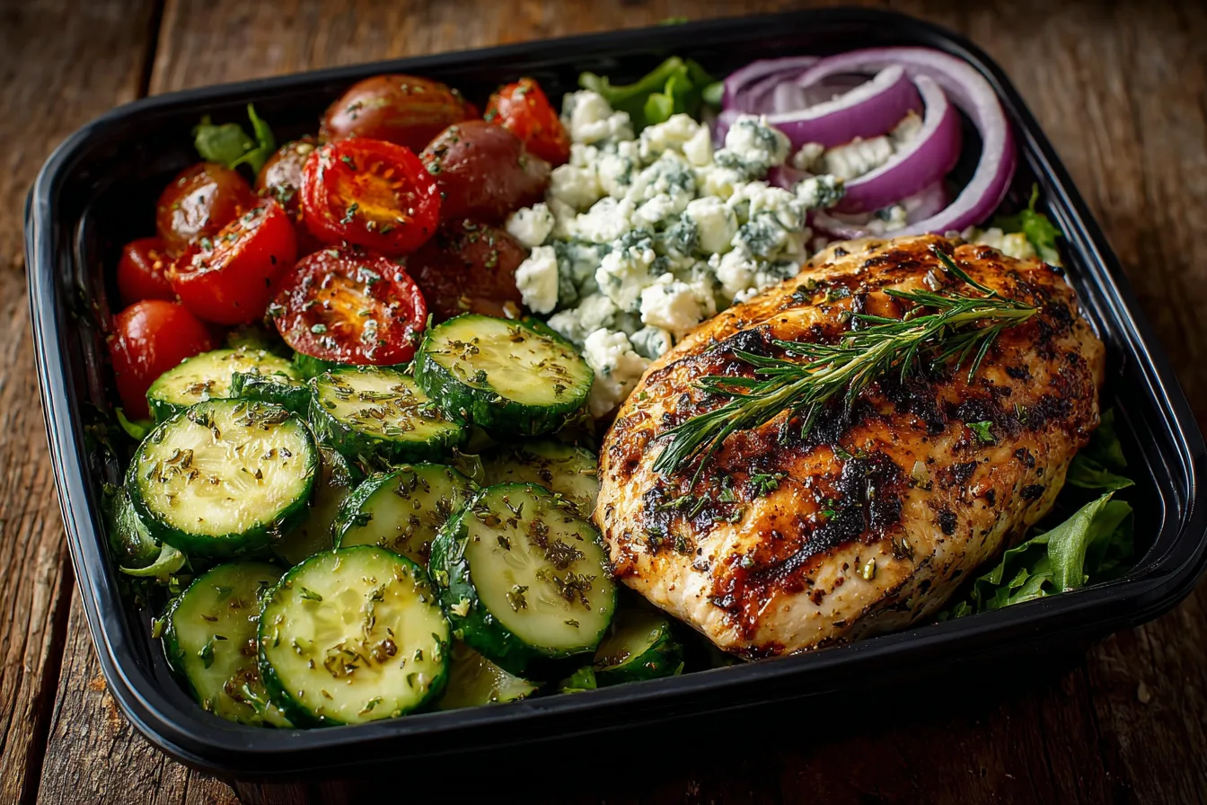 Mediterranean Chicken Cucumber Salad Meal Prep
