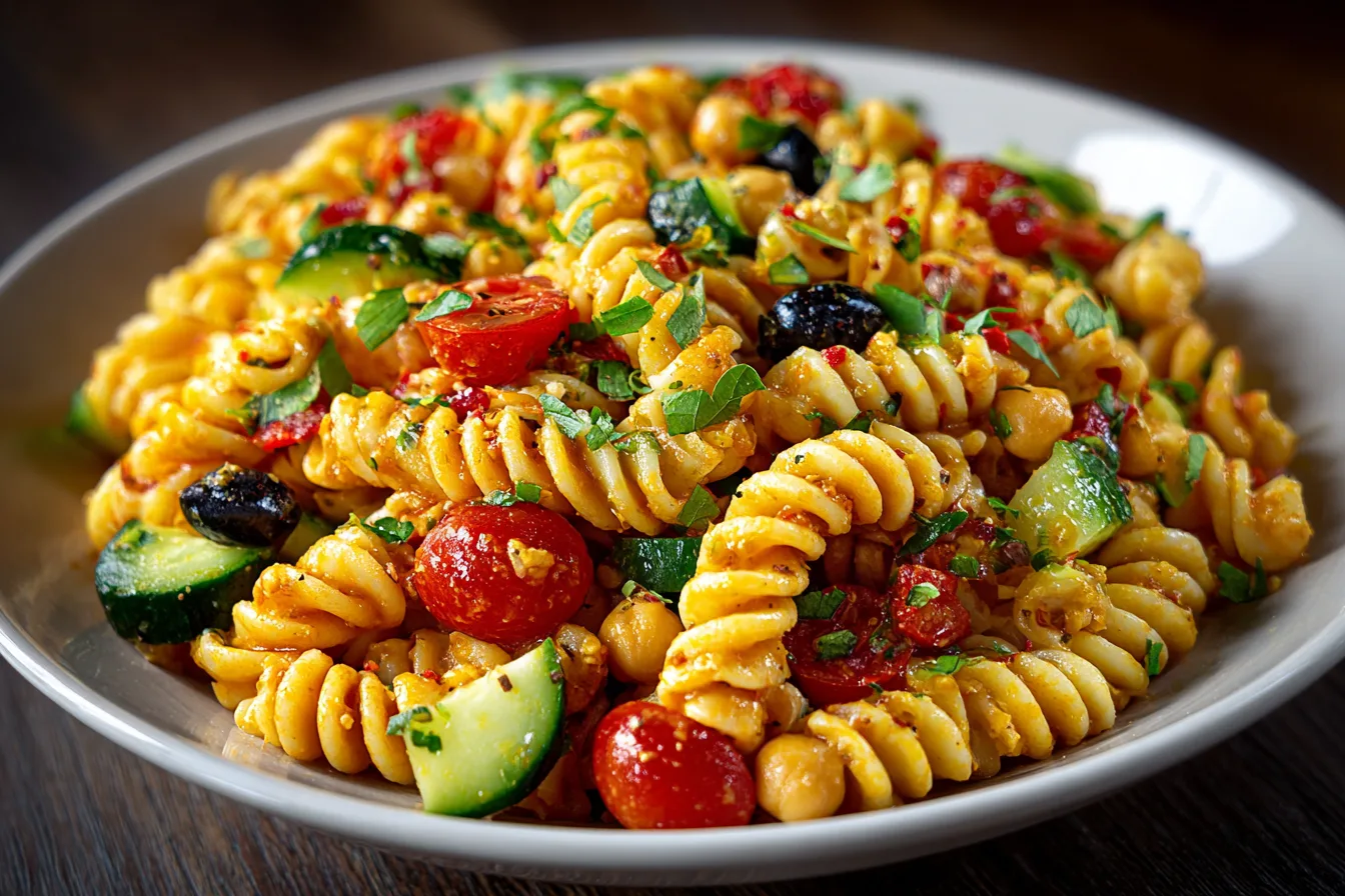 Mediterranean Chickpea Protein Pasta Salad Recipe