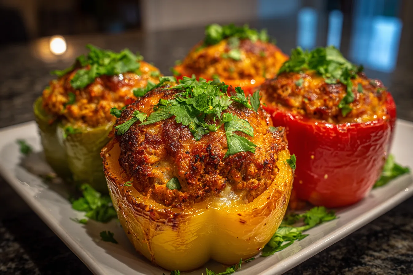 Healthy Ground Chicken Stuffed Peppers Recipe