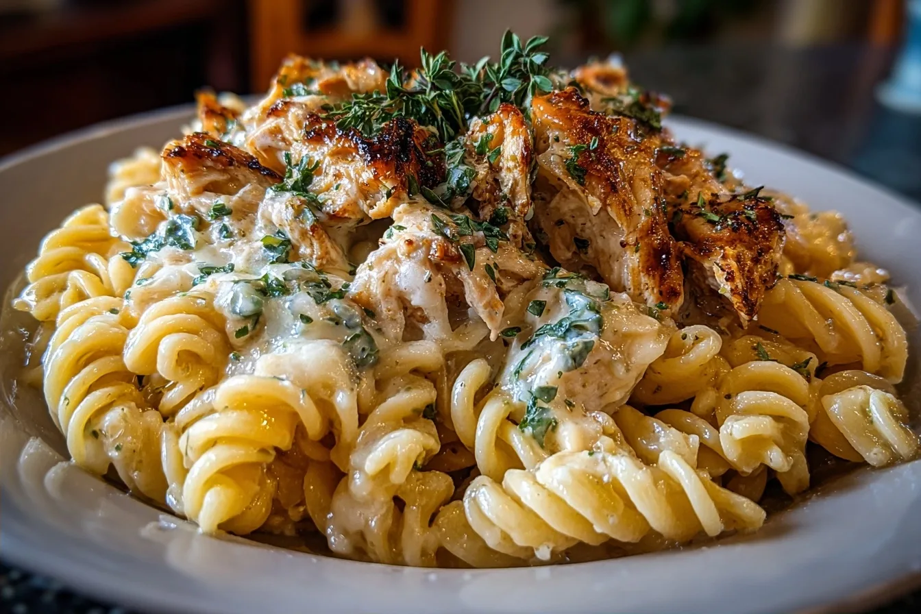 Crockpot Chicken Alfredo Pasta | A Creamy One-Pan Comfort Dish