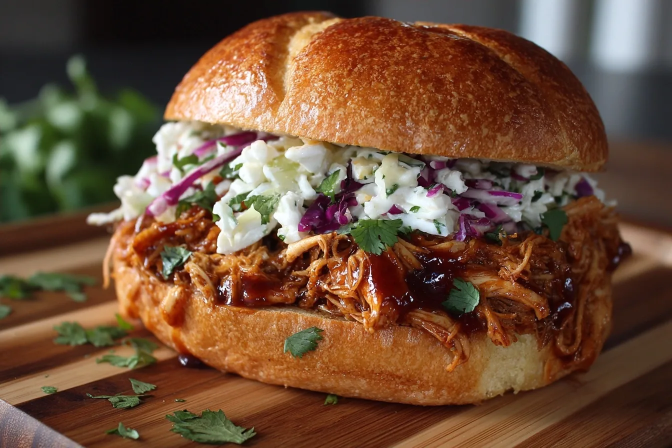 Crockpot BBQ Pulled Chicken Sandwiches