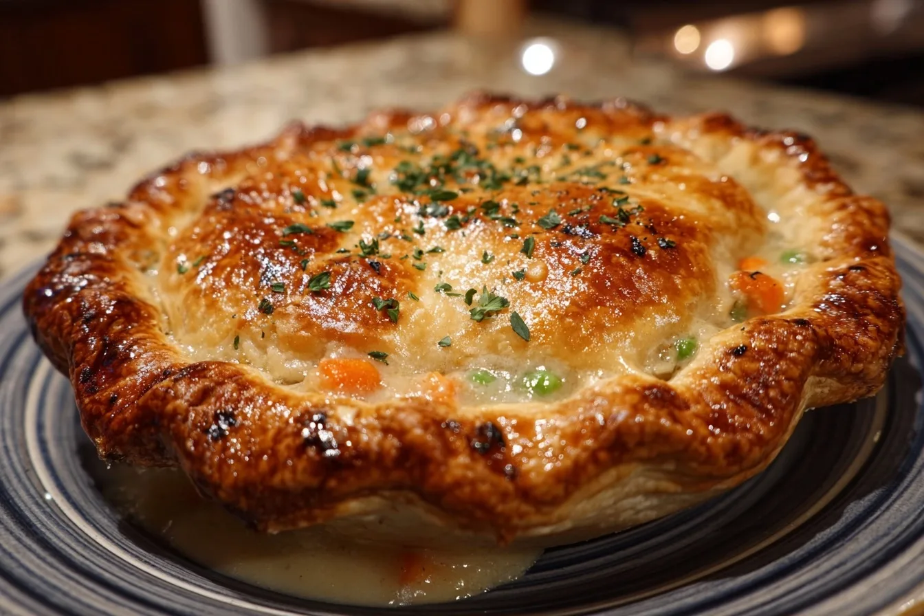 Air Fryer Chicken Pot Pie Recipe with Puff Pastry and Vegetables