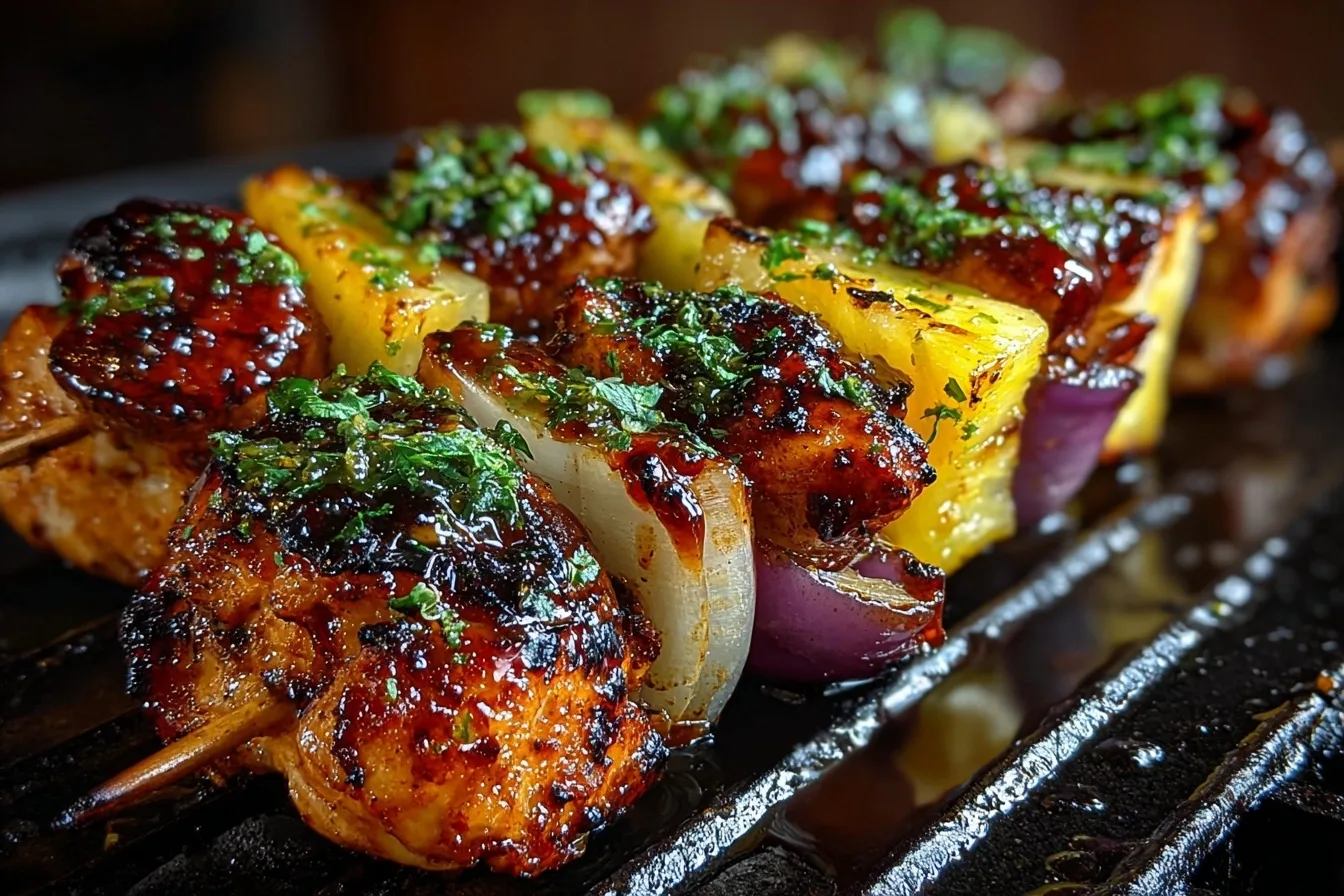 BBQ Chicken Pineapple Kabobs