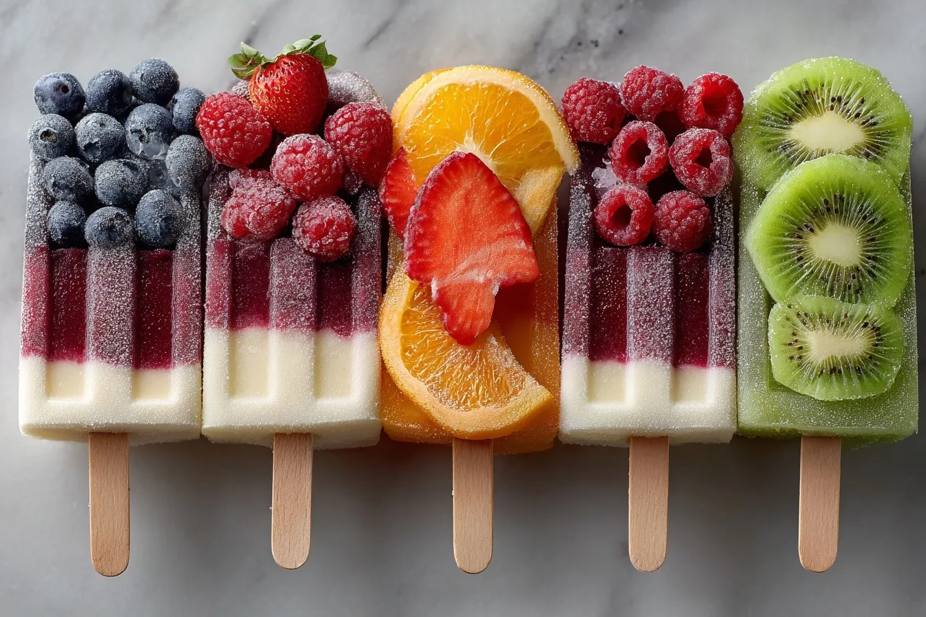 Frozen Yogurt Fruit Popsicles Recipe with Greek Yogurt and Berries
