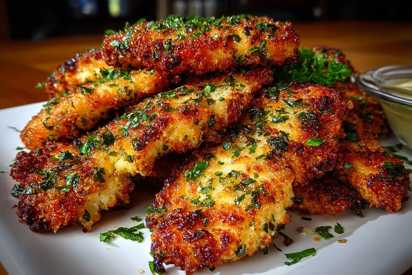 Parmesan Herb Chicken Tenders with Garlic Crust