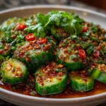 Spicy Smashed Cucumber Salad with Garlic Chili Oil