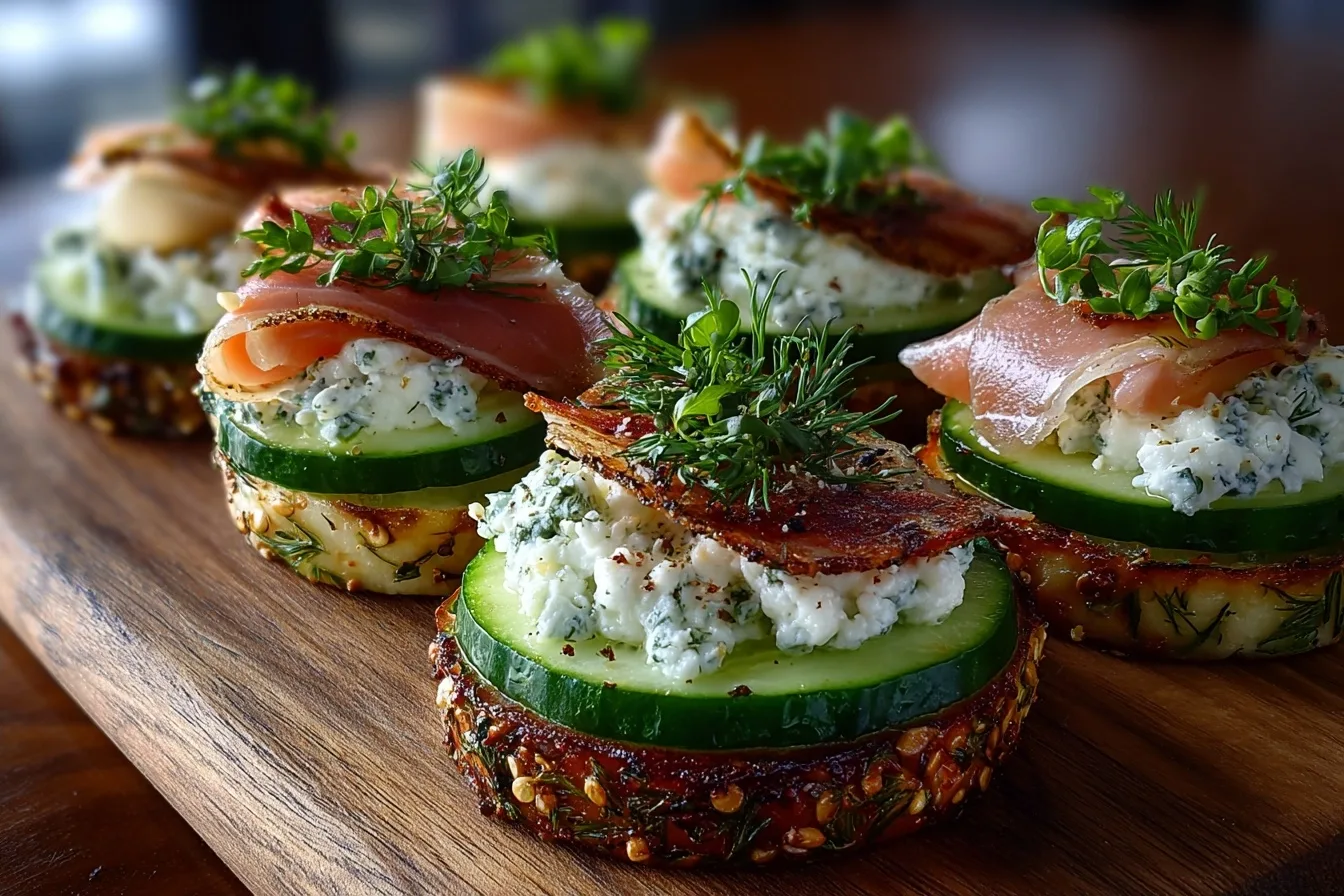 Low Carb Cucumber Sandwich Bites