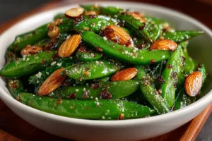 Garlic Snap Peas with Almonds