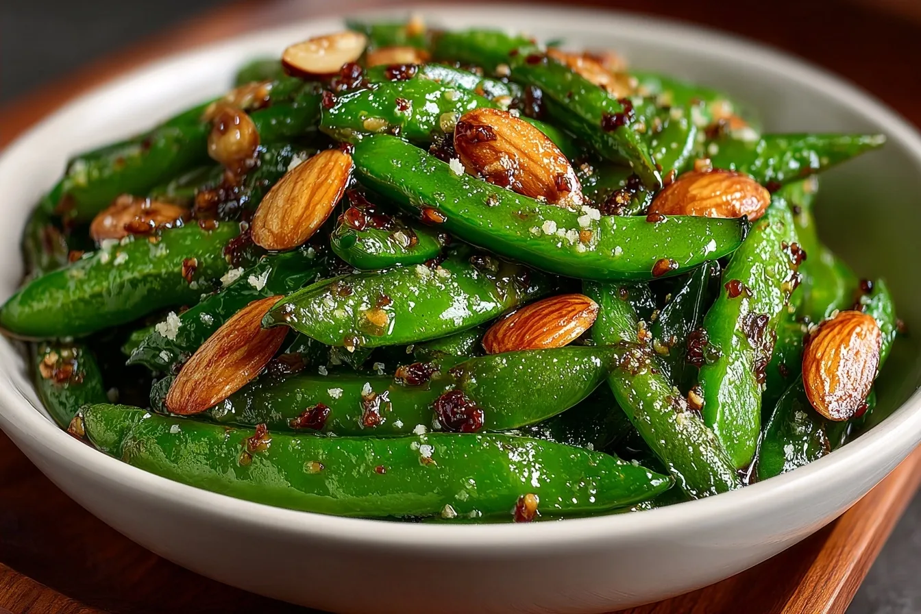 Garlic Snap Peas with Almonds