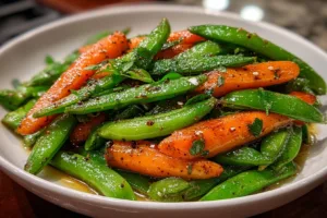 Garlic Butter Snap Peas and Carrots - Quick Vegetarian Side Dish