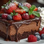 Chocolate Birthday Mousse Cake with Layers and Cream