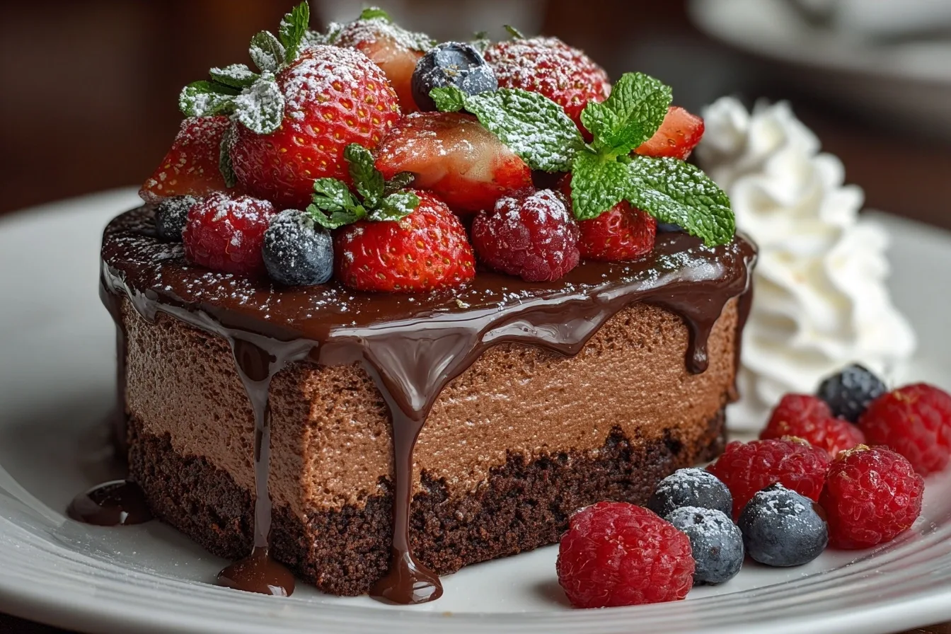 Chocolate Birthday Mousse Cake with Layers and Cream