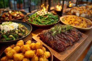 Grilled Sirloin Steak with Herbed Baby Potatoes and Asparagus – A Refreshing Summer Dinner Party Recipe for Guests