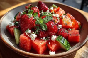 Healthy Summer Quinoa Salad with Chickpeas, Cucumber, and Red Pepper