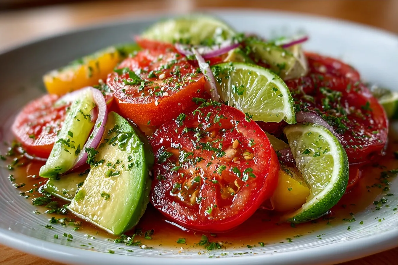Tomato Avocado Salad with Lime Dressing