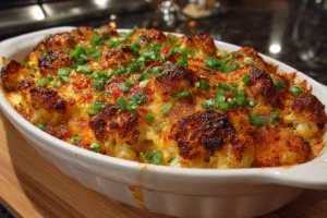 Buffalo Chicken Cauliflower Casserole