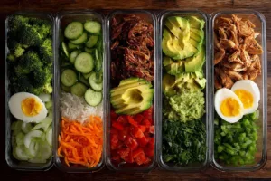 Keto Shredded Chicken Meal Prep Bowls