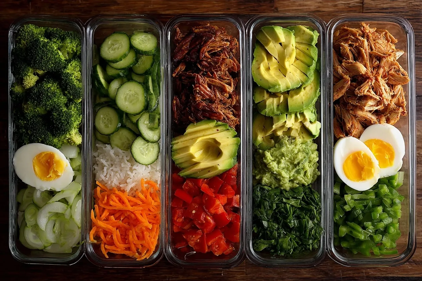 Keto Shredded Chicken Meal Prep Bowls