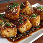 Crispy Air Fryer Tofu with Garlic Sauce