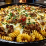Cheesy Ground Beef & Pasta Skillet