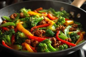 Quick Healthy Ground Turkey & Veggie Stir Fry