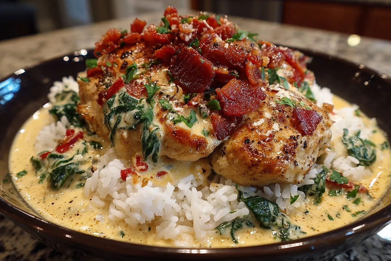 Slow Cooker Creamy Tuscan High Protein Chicken