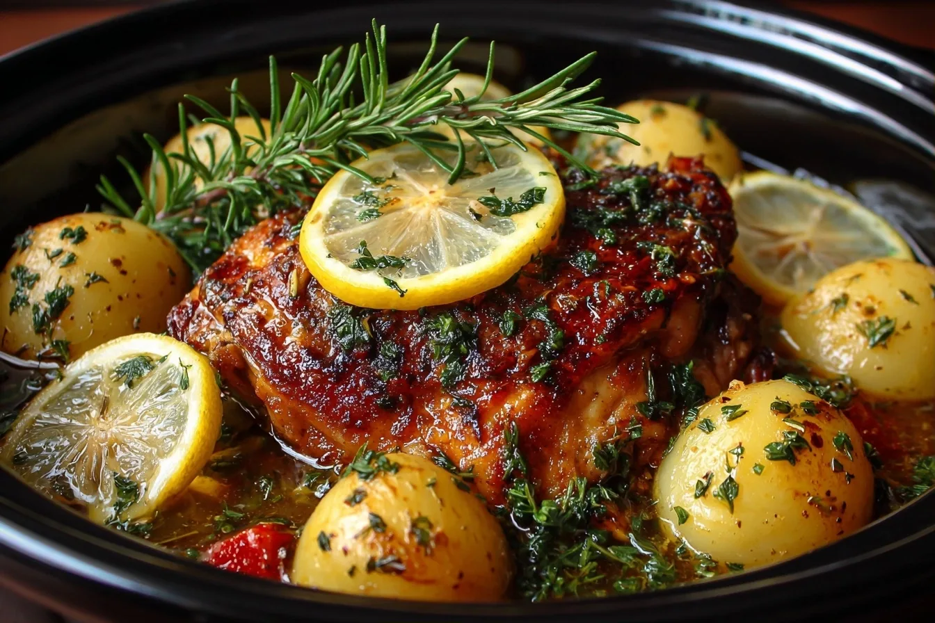 Crockpot Lemon Herb Chicken Thighs