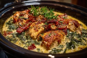 Slow Cooker Tuscan Creamy Chicken