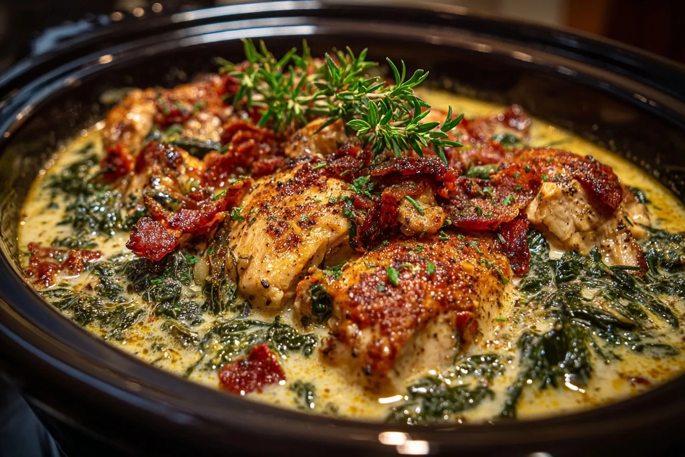 Slow Cooker Tuscan Creamy Chicken