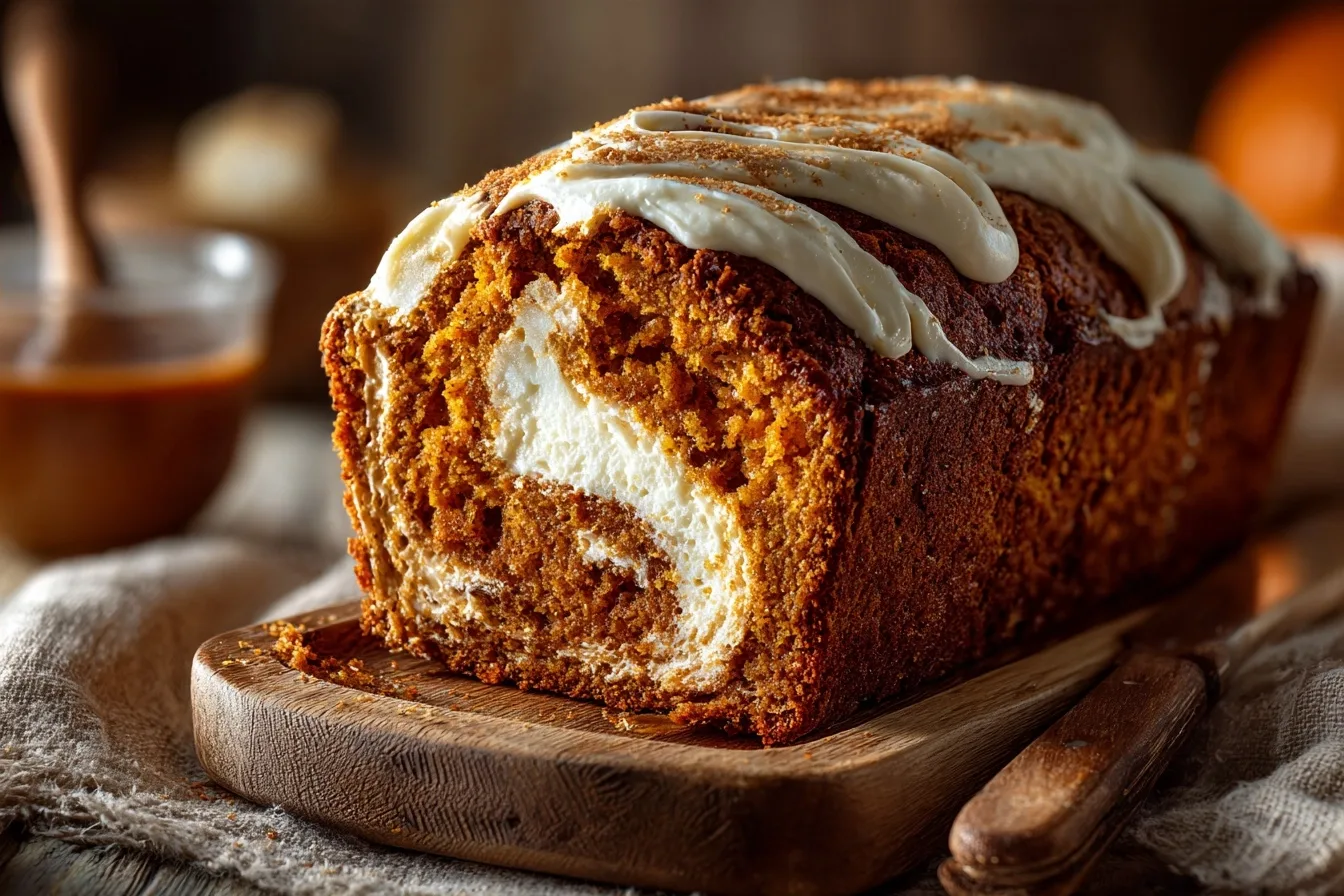 Pumpkin Bread with Cream Cheese Swirl