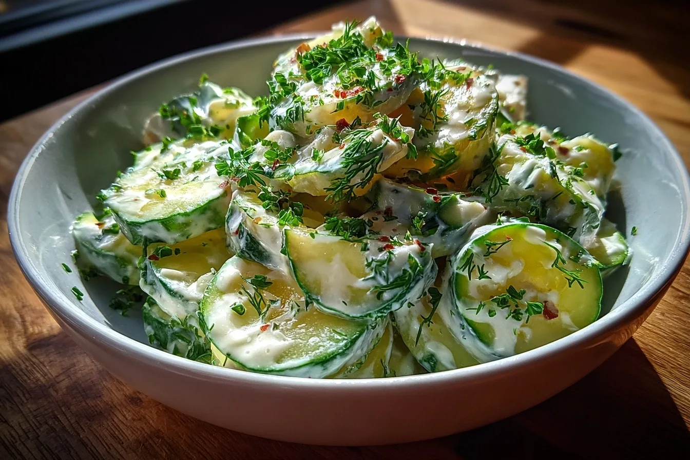 Classic Creamy Cucumber Salad Recipe
