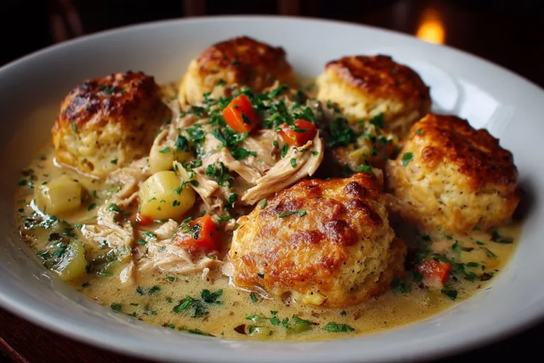 Hearty Homemade Chicken and Dumplings with Biscuits