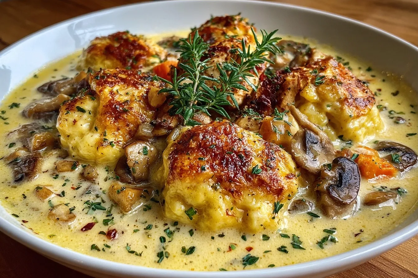 Classic Chicken and Dumplings with Cream of Mushroom Soup