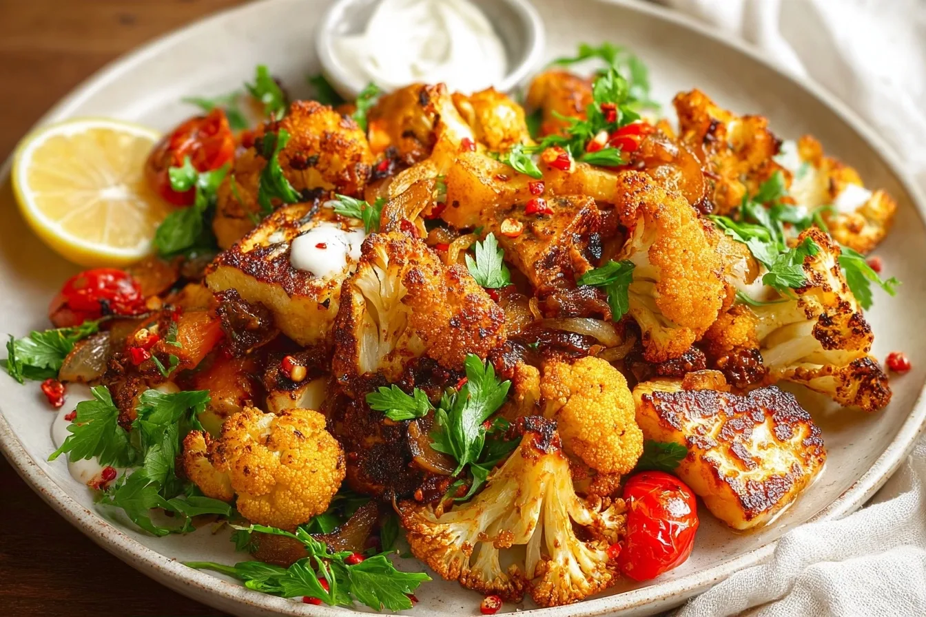 One Pan Spiced Cauliflower, Butternut Squash & Halloumi